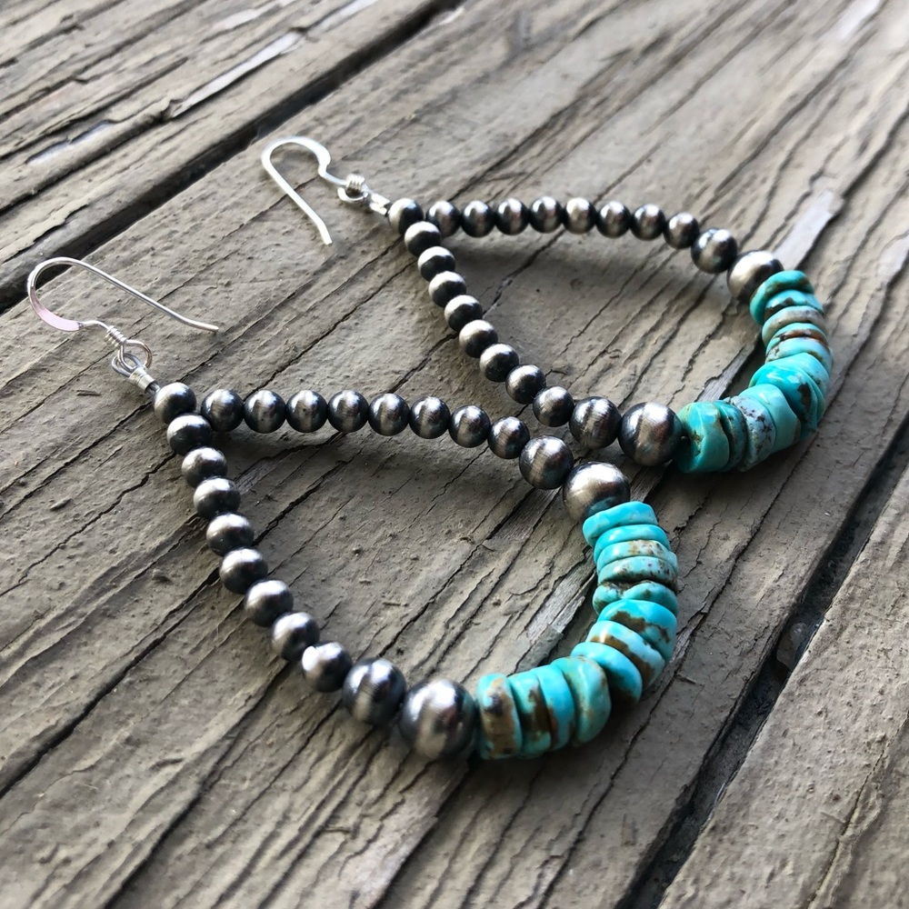 SOLD!!Turquoise Southwestern Heishi Desert Pearl L - Picture 2 of 4